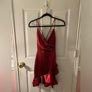 Satin red homecoming dress